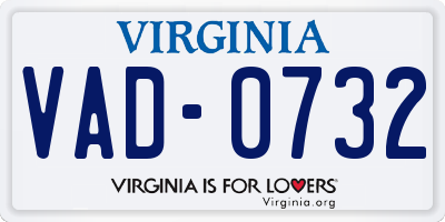 VA license plate VAD0732