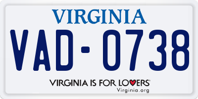 VA license plate VAD0738