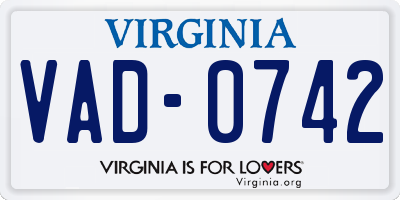 VA license plate VAD0742