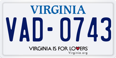 VA license plate VAD0743