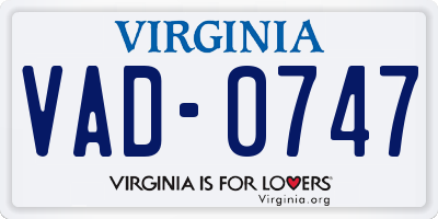 VA license plate VAD0747