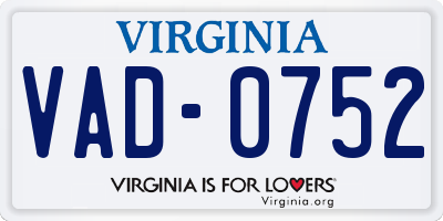 VA license plate VAD0752
