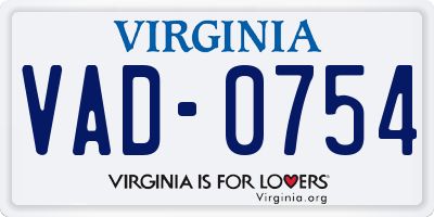 VA license plate VAD0754