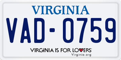 VA license plate VAD0759