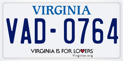 VA license plate VAD0764