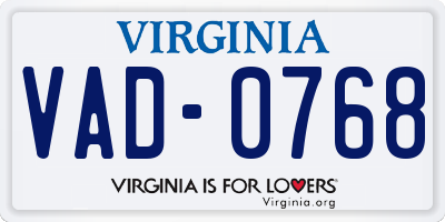 VA license plate VAD0768