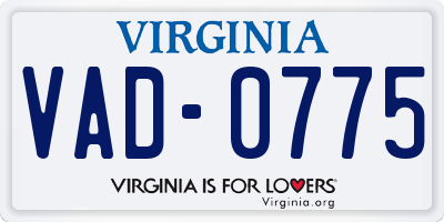 VA license plate VAD0775