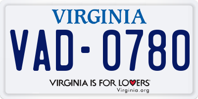 VA license plate VAD0780