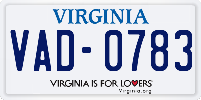 VA license plate VAD0783