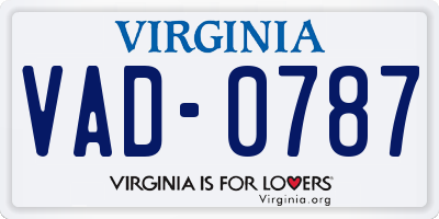 VA license plate VAD0787