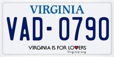 VA license plate VAD0790