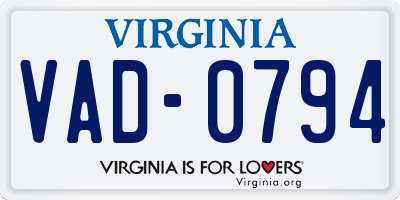 VA license plate VAD0794