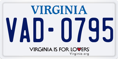 VA license plate VAD0795