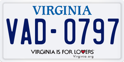 VA license plate VAD0797