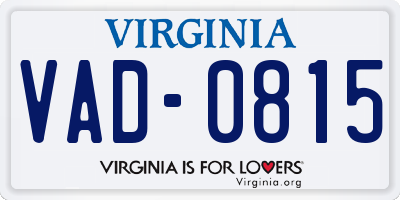 VA license plate VAD0815