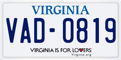 VA license plate VAD0819