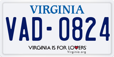 VA license plate VAD0824