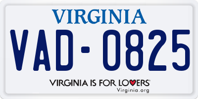 VA license plate VAD0825