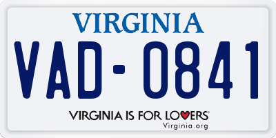 VA license plate VAD0841