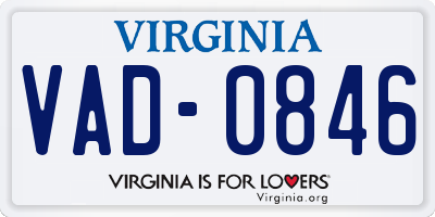 VA license plate VAD0846