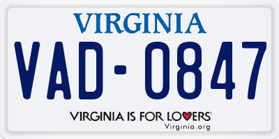 VA license plate VAD0847