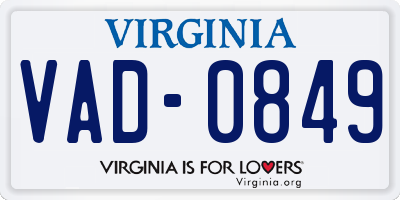 VA license plate VAD0849