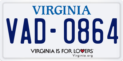 VA license plate VAD0864