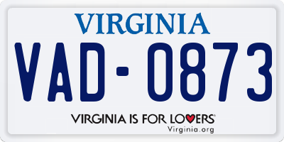 VA license plate VAD0873