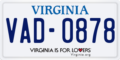 VA license plate VAD0878