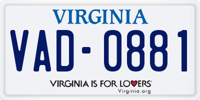 VA license plate VAD0881