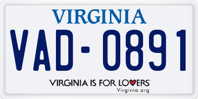 VA license plate VAD0891