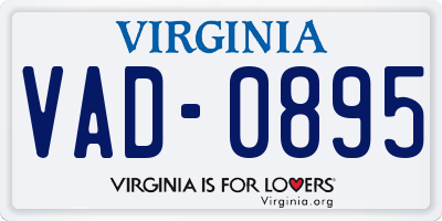 VA license plate VAD0895