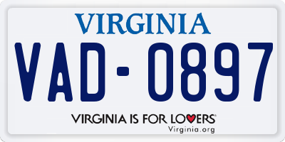 VA license plate VAD0897