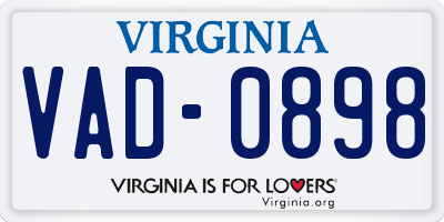 VA license plate VAD0898