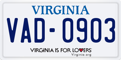 VA license plate VAD0903