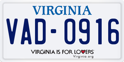 VA license plate VAD0916