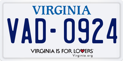 VA license plate VAD0924