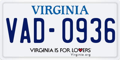 VA license plate VAD0936