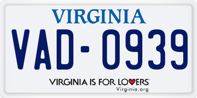VA license plate VAD0939