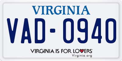 VA license plate VAD0940