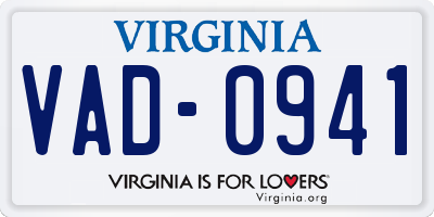 VA license plate VAD0941