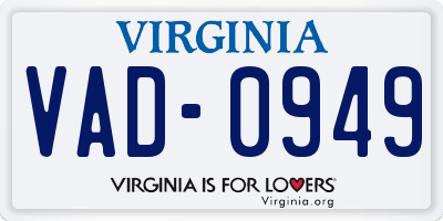 VA license plate VAD0949