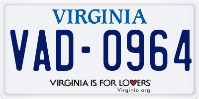 VA license plate VAD0964