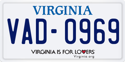 VA license plate VAD0969