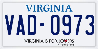 VA license plate VAD0973