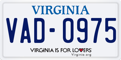 VA license plate VAD0975