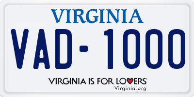 VA license plate VAD1000