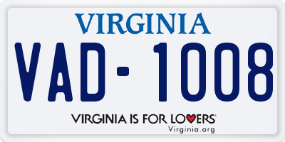 VA license plate VAD1008