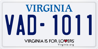 VA license plate VAD1011