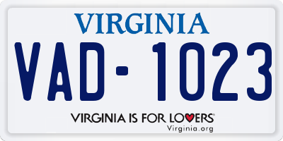 VA license plate VAD1023